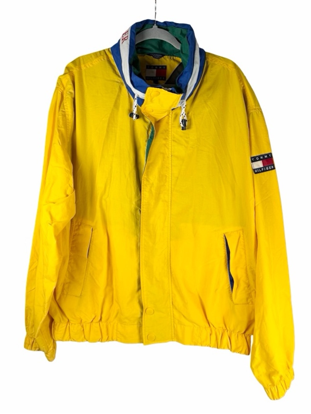 Tommy Hilfiger Vintage 1990s Men's Yellow Windbreaker Sailing Jacket Size XL